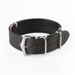 Cinturino militare in pelle di vitello marrone scuro 20-22mm, senza cuciture, Made in Italy — Milano Straps