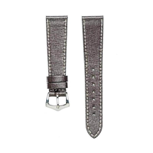 Best Dark Brown Saffiano Leather Watch Strap - Leather strap- Milano Straps