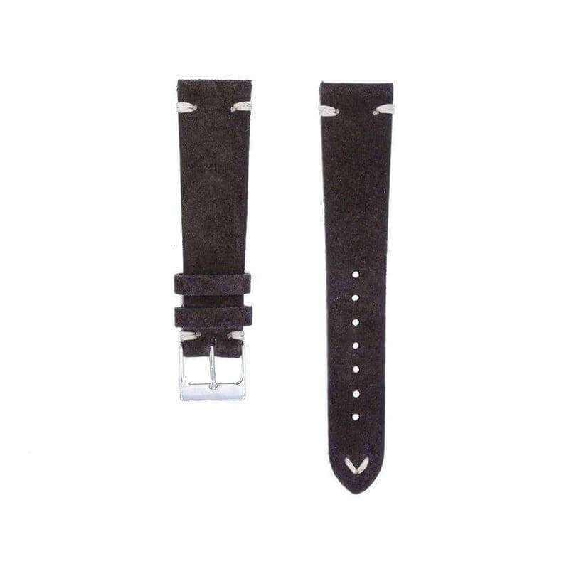 Dark Brown Suede Vintage Leather Watch Strap - Leather strap- Milano Straps