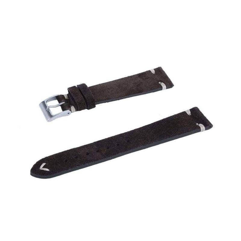 Dark Brown Suede Vintage Leather Watch Strap - Leather strap- Milano Straps