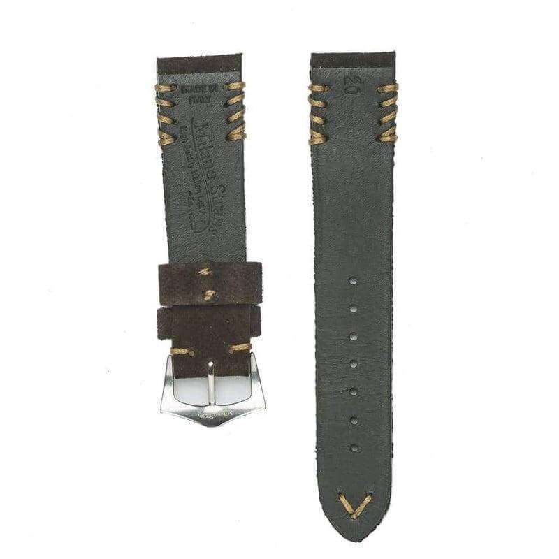 Dark Brown Suede Vintage Tribal Stitches - Suede strap- Milano Straps