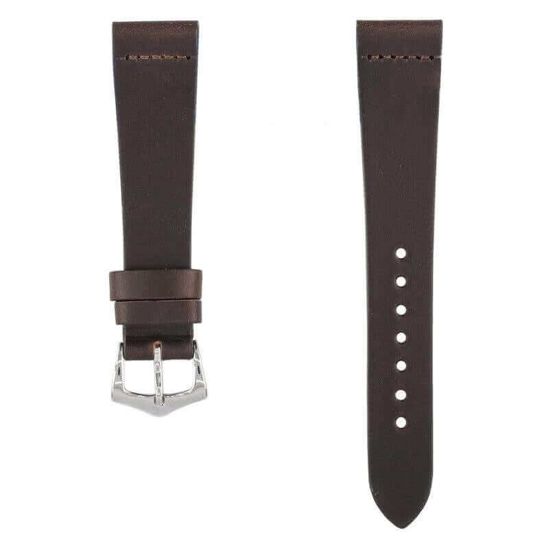 Cinturino pelle vintage marrone scuro lavorato a mano, disponibile da 18mm a 24mm — Milano Straps