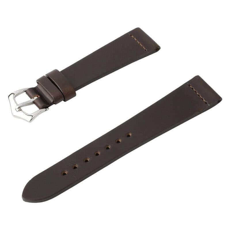 Cinturino pelle vintage marrone scuro lavorato a mano, disponibile da 18mm a 24mm — Milano Straps