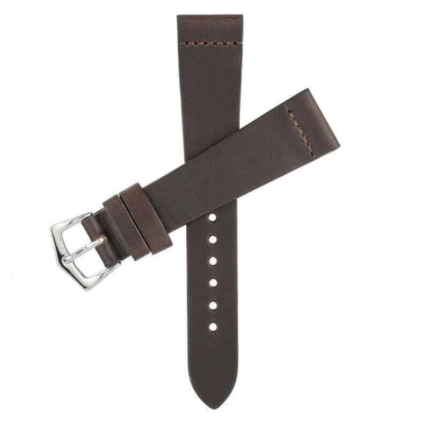 Cinturino pelle vintage marrone scuro lavorato a mano, disponibile da 18mm a 24mm — Milano Straps