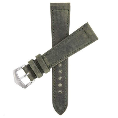Cinturino pelle Crazy Horse verde scuro artigianale Made in Italy — Milano Straps