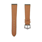 Cinturino canvas verde e pelle marrone 20mm cuciture ecru artigianale Made in Italy — Milano Straps