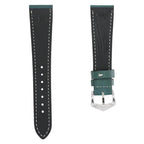 Green Saffiano  Leather Ecru Stitches  Watch Strap - Leather strap- Milano Straps