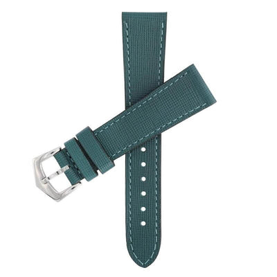 Cinturino in pelle Saffiano verde goffrata fatto a mano in Italia — Milano Straps