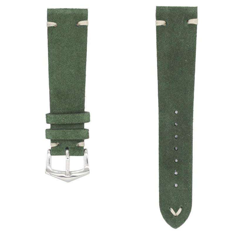 Green Suede Vintage Leather Watch Band - Suede strap- Milano Straps