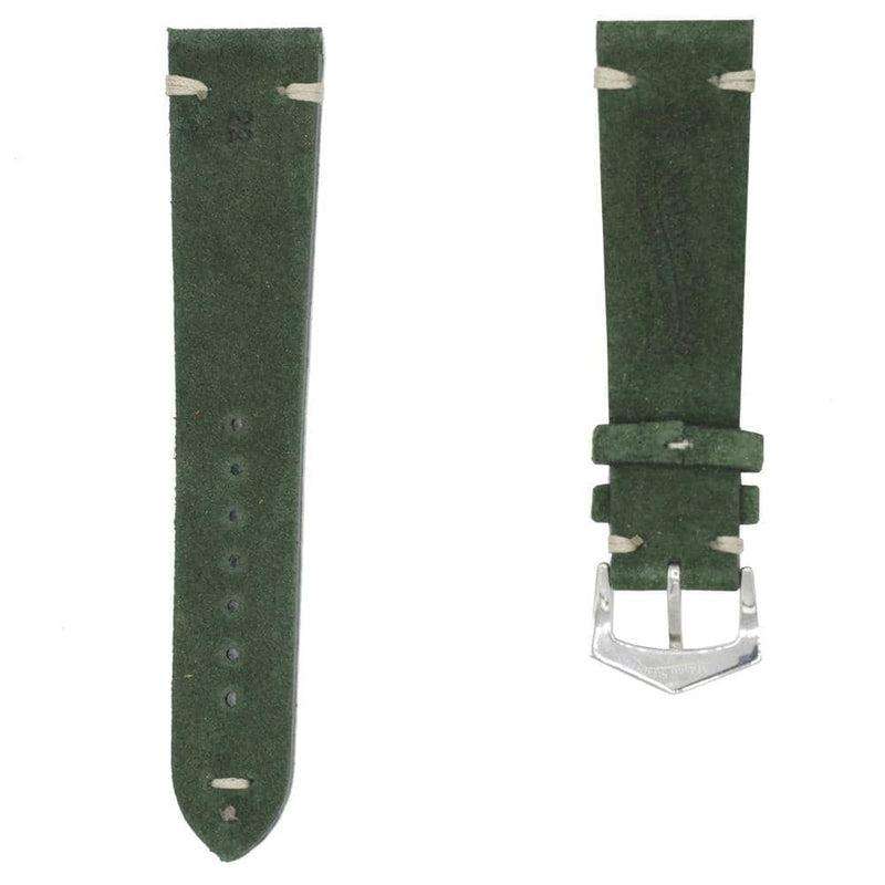 Green Suede Vintage Leather Watch Band - Suede strap- Milano Straps
