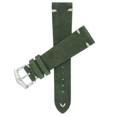 Correa de ante verde vintage artesanal Made in Italy, disponible de 18mm a 24mm — Milano Straps