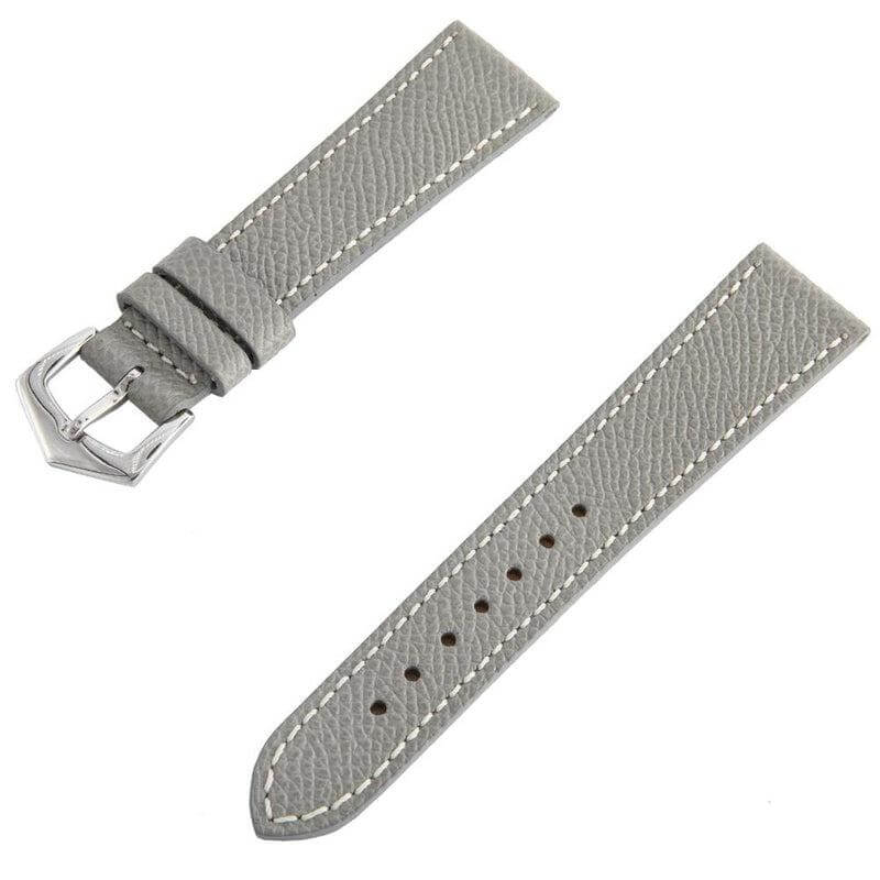 Cinturino pelle vitello martellata grigio cuciture ecru — disponibile 18mm 20mm 22mm 24mm — Milano Straps