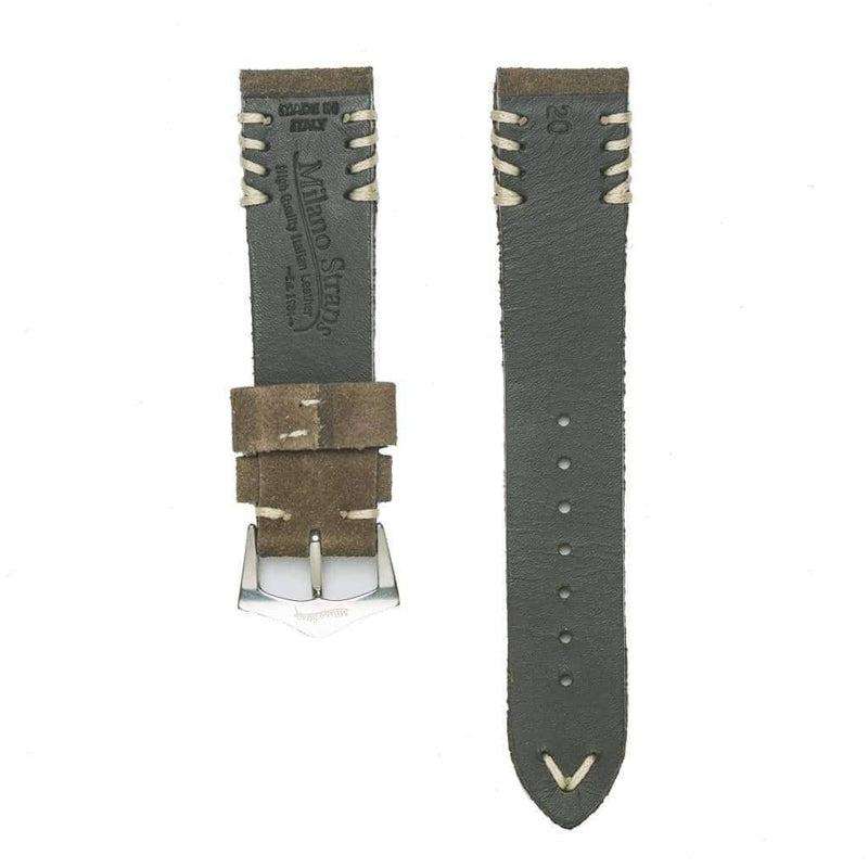 Grey Vintage Suede Tribal Stitches Watch Strap - Suede strap- Milano Straps