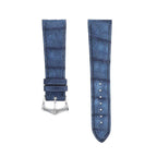 Cinturino alligatore nubuck blu 20mm cucito a mano, finitura opaca — Milano Straps