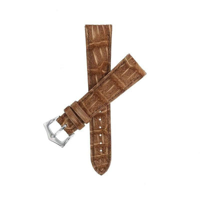 Cinturino alligatore nubuck oro 20mm cucito a mano, finitura opaca — Milano Straps