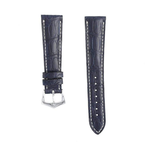 Cinturino caiman opaco blu cucito a mano 20-22mm Made in Italy — Milano Straps