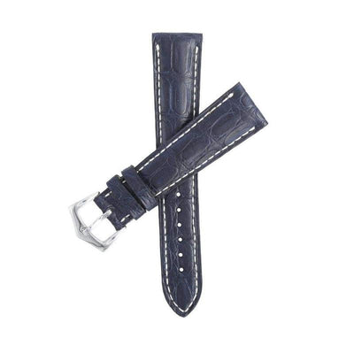 Cinturino caiman opaco blu cucito a mano 20-22mm Made in Italy — Milano Straps