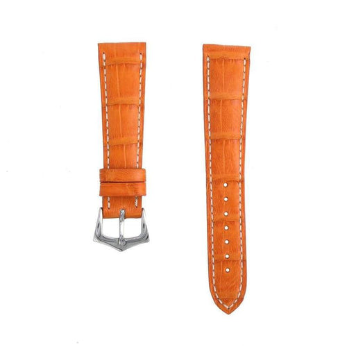 Cinturino caiman arancio opaco cucito a mano 20mm-22mm, finitura opaca Made in Italy — Milano Straps