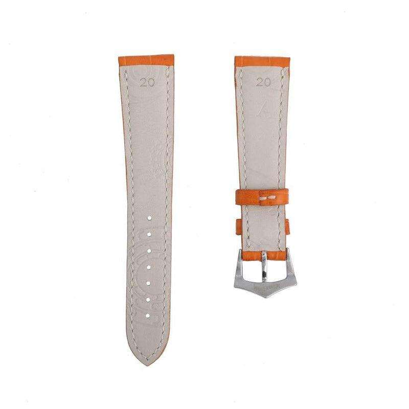 Hand-Sewn Matt Orange Caiman Watch Strap - Alligator Strap- Milano Straps