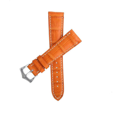 Cinturino caiman arancio opaco cucito a mano 20mm-22mm, finitura opaca Made in Italy — Milano Straps