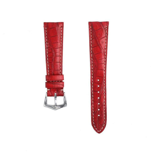 Cinturino caiman latirostris rosso opaco cucito a mano 20mm — Milano Straps