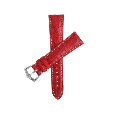 Cinturino caiman latirostris rosso opaco cucito a mano 20mm — Milano Straps