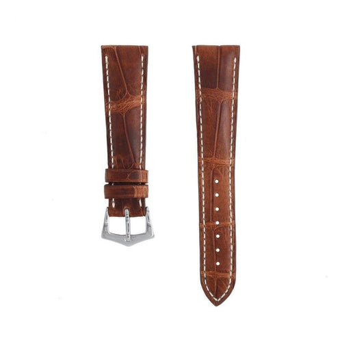 Cinturino alligatore autentico vintage cognac cucito a mano 20mm Made in Italy — Milano Straps