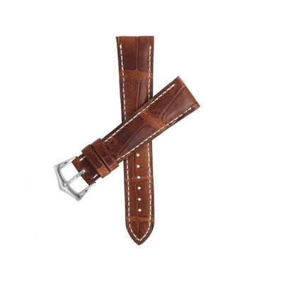 Cinturino alligatore autentico vintage cognac cucito a mano 20mm Made in Italy — Milano Straps