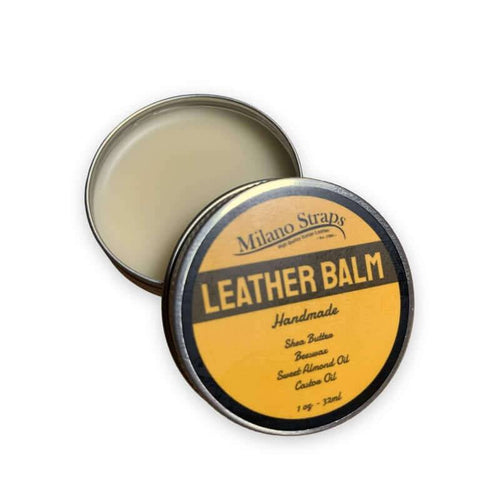 Balsamo per pelle artigianale Milano Straps 32ml — cera d'api biologica e oli naturali per cinturini e accessori in cuoio