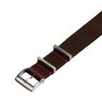 Eco-Friendly  Nylon Military  Watch Strap - Brown Red Stitches - Recycled Military Watch Straps- Milano Straps