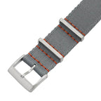 Eco-Friendly  Nylon Military Watch Strap -  Grey - Orange Stitches - Recycled Military Watch Straps- Milano Straps