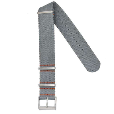 Cinturino militare in nylon riciclato grigio con cucitura arancio 20-22mm Made in Italy — Milano Straps