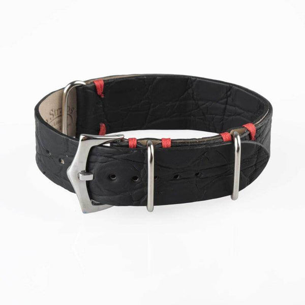 Cinturino NATO nylon nero e rosso 20mm one-piece per Omega Speedmaster e Rolex Submariner — Milano Straps