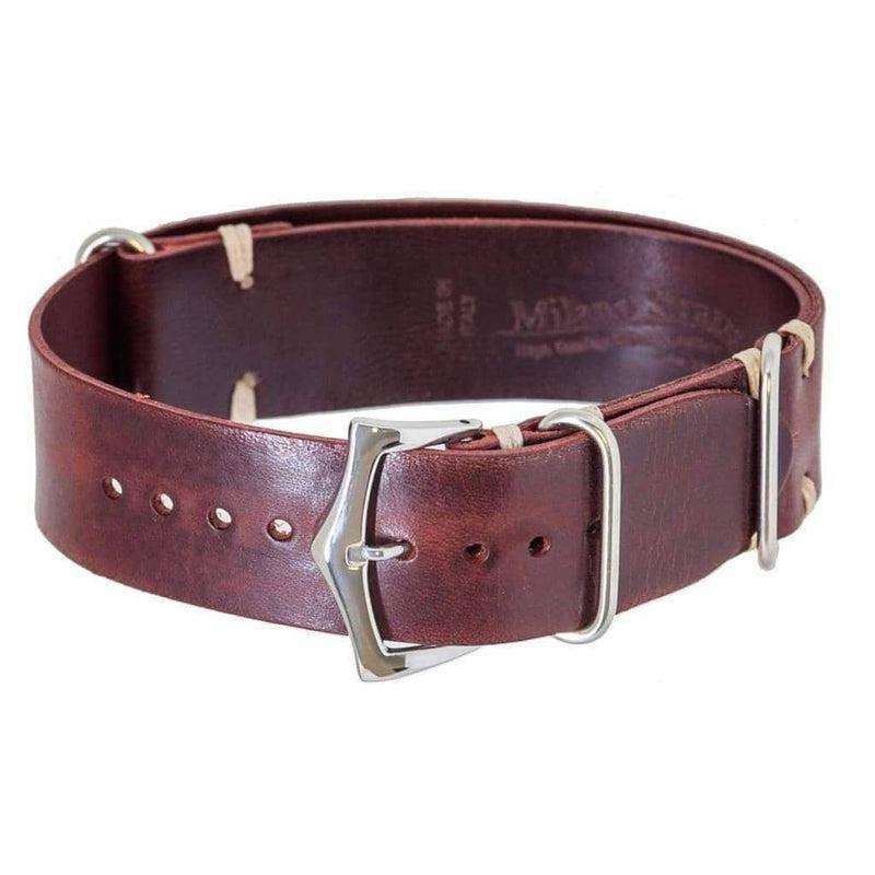 Military Leather  Burgundy Italian Leather Strap - Military Watch Strap- Milano Straps