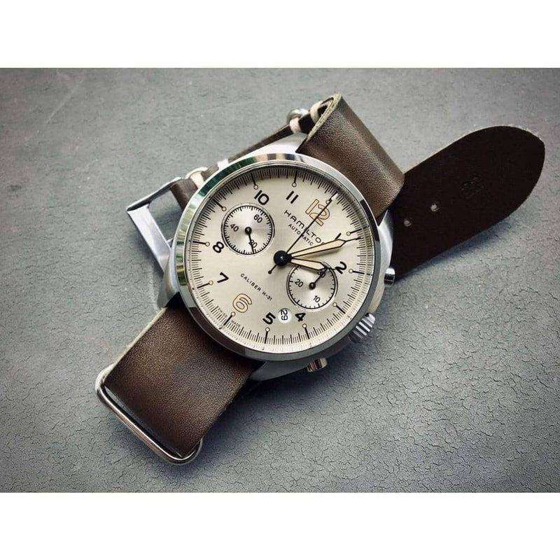 Military Watch Strap Olive Italian Leather - Military Watch Strap- Milano Straps