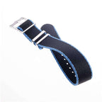 Eco-Friendly Nylon Military  Watch Strap Black - Light Blue - Tudor Watch Style - Recycled Military Watch Straps- Milano Straps