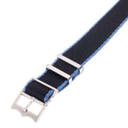 Eco-Friendly Nylon Military  Watch Strap Black - Light Blue - Tudor Watch Style - Recycled Military Watch Straps- Milano Straps