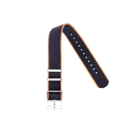 Cinturino militare Single Pass nylon riciclato nero e arancio 20mm — Milano Straps