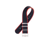 Eco-Friendly Nylon Military Watch Strap Black - Red - Single Pass -100% Eco-Friendly - Recycled Military Watch Straps- Milano Straps