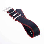 Eco-Friendly Nylon Military Watch Strap Black - Red - Single Pass -100% Eco-Friendly - Recycled Military Watch Straps- Milano Straps