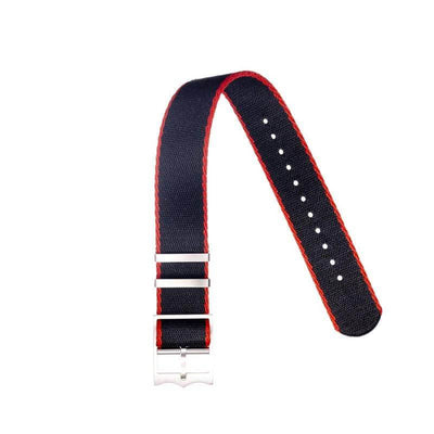 Cinturino militare single pass nero rosso 20mm in poliestere riciclato 100% — Milano Straps