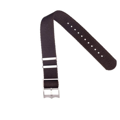 Cinturino militare single pass nero in poliestere riciclato 20-22mm — Milano Straps