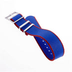 Eco-Friendly Nylon Military Watch Strap Watch Strap Blue - Red - Single Pass - Recycled Military Watch Straps- Milano Straps