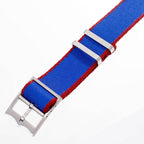 Eco-Friendly Nylon Military Watch Strap Watch Strap Blue - Red - Single Pass - Recycled Military Watch Straps- Milano Straps