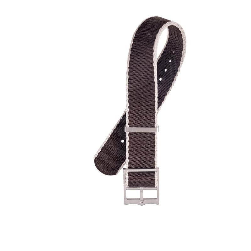 Eco-Friendly Nylon Military  Watch Strap Brown Ecru- Single Pass - Recycled Military Watch Straps- Milano Straps