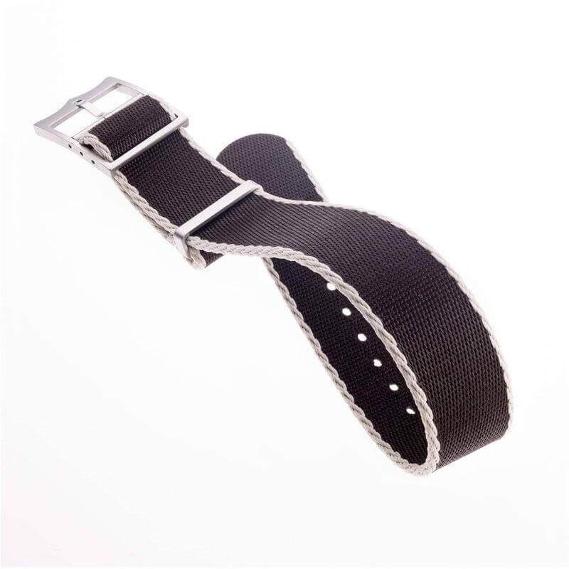 Eco-Friendly Nylon Military  Watch Strap Brown Ecru- Single Pass - Recycled Military Watch Straps- Milano Straps