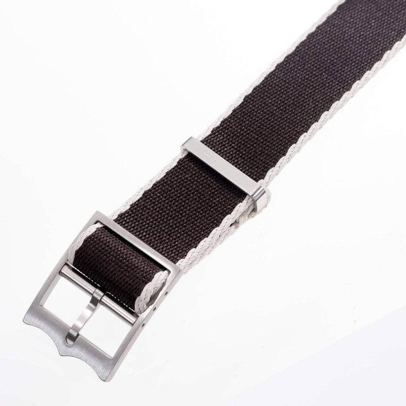 Eco-Friendly Nylon Military  Watch Strap Brown Ecru- Single Pass - Recycled Military Watch Straps- Milano Straps