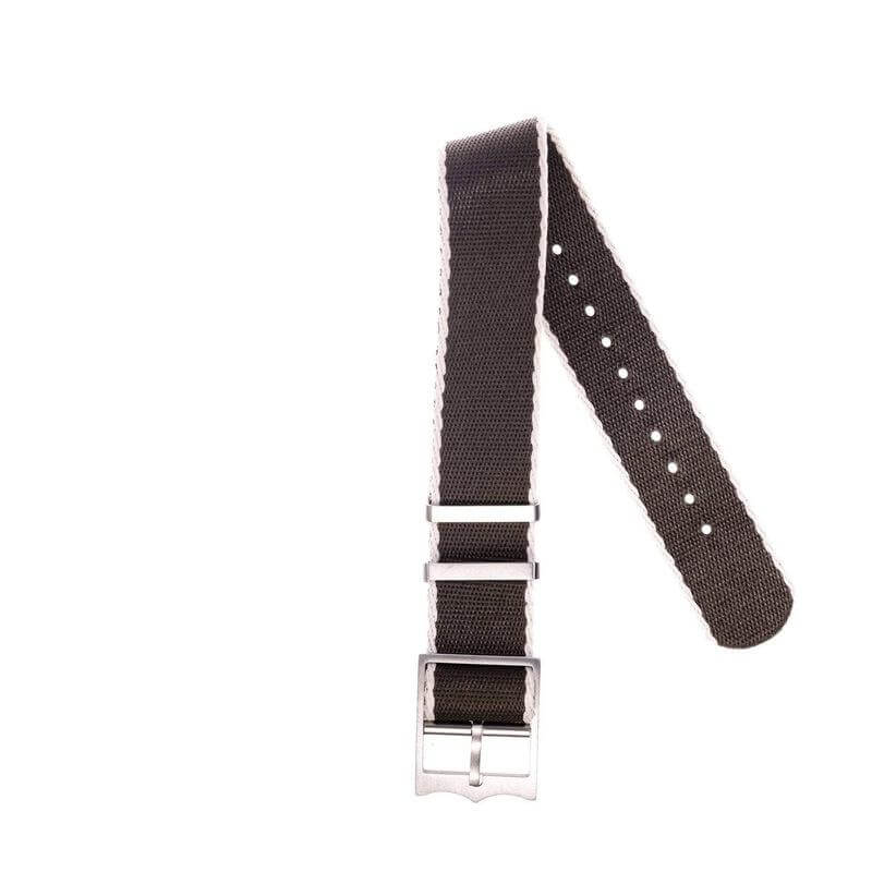 Eco-Friendly Nylon Military  Watch Strap Brown Ecru- Single Pass - Recycled Military Watch Straps- Milano Straps