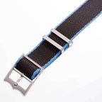 Eco-Friendly Nylon Military Watch Strap  Brown - Light Blue - Single Pass - Recycled Military Watch Straps- Milano Straps