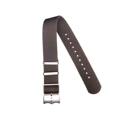 Cinturino militare single pass marrone in poliestere riciclato 20-22mm — Milano Straps